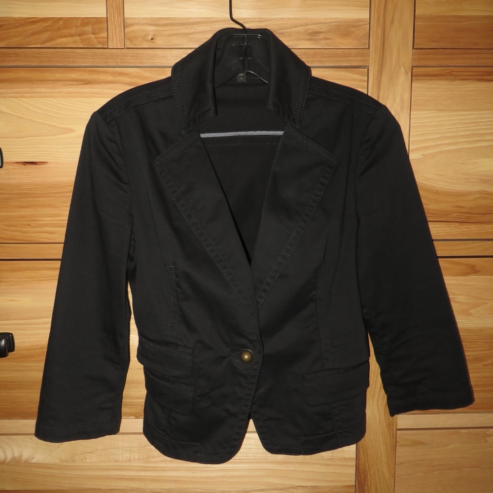 Express Suit Jacket Black 3/4 Sleeve Blazer Size 4